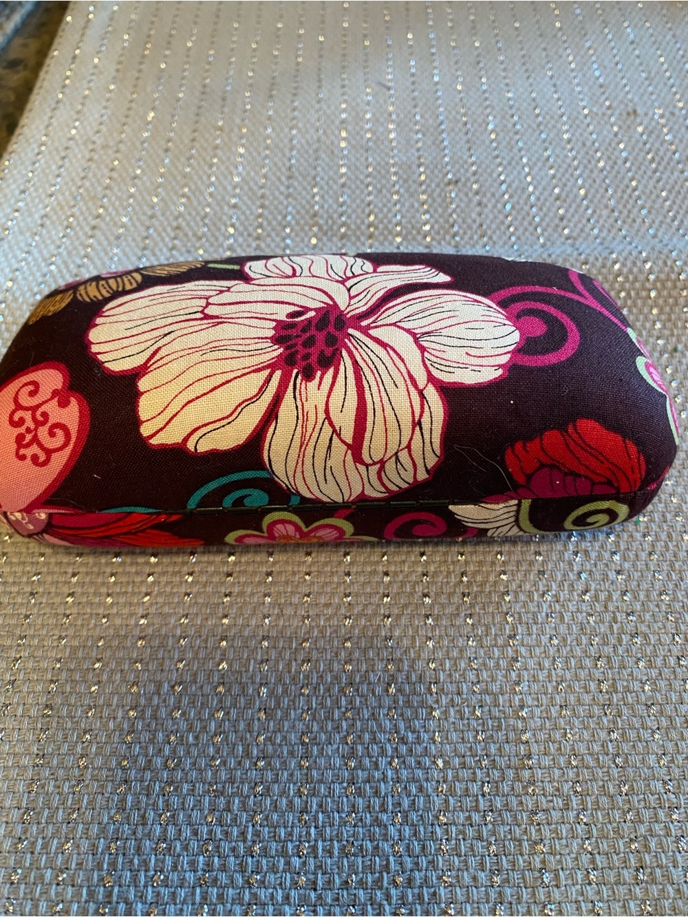 Vera Bradley Floral Eyeglass Case - Burgundy, Pink & Cream